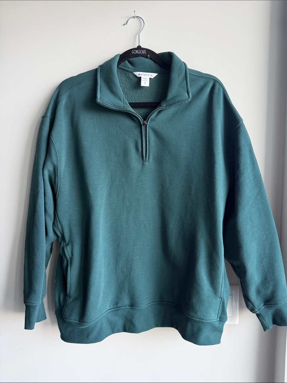 Athleta Green Half-Zip Fleece Pullover